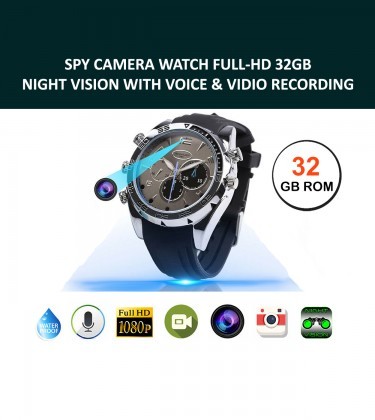 Night Vision DV Camera Watch Waterproof 32GB Full-HD